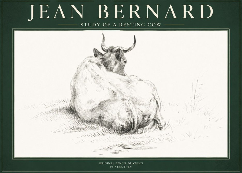 Jean Bernard Study of a Resting Cow I No1 - Poszter