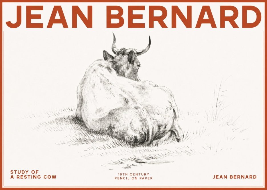 Jean Bernard Study of a Resting Cow I No2 - Poszter