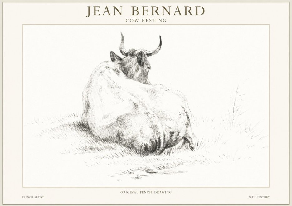 Jean Bernard Study of a Resting Cow I No5 - Poszter