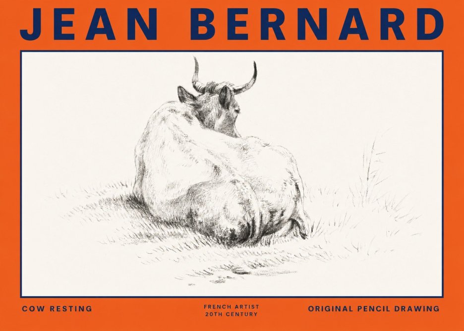 Jean Bernard Study of a Resting Cow I No6 - Poszter