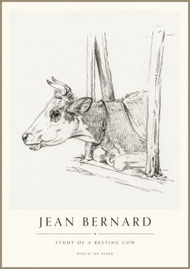 Jean Bernard Study of a Resting Cow II No1 - Poszter