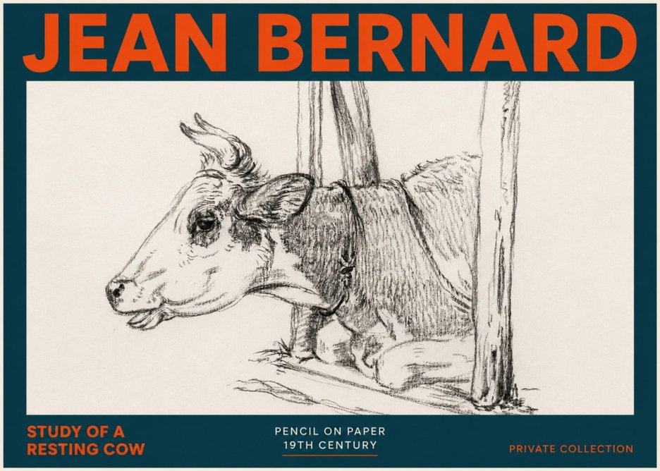 Jean Bernard Study of a Resting Cow II No5 - Poszter