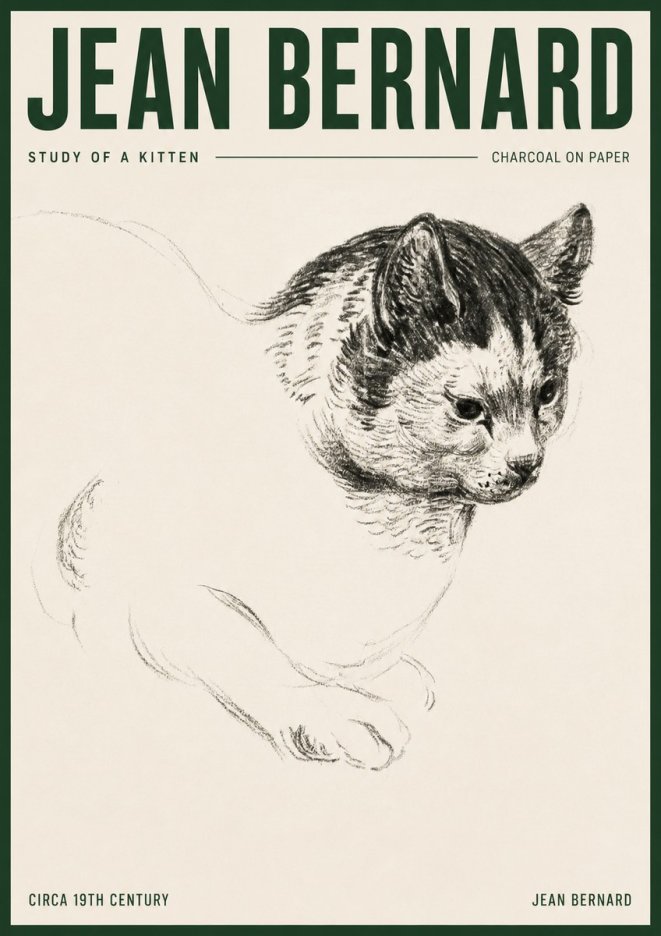 Jean Bernard Study of a Kitten I No3 - Poszter