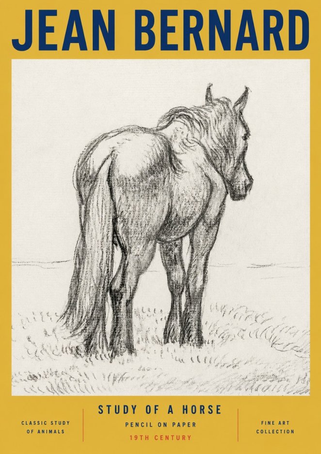 Jean Bernard Study of a Horse II No3 - Poszter