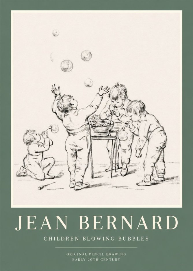 Jean Bernard Children Blowing Bubbles No1 - Poszter