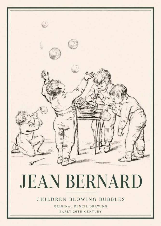 Jean Bernard Children Blowing Bubbles No3 - Poszter