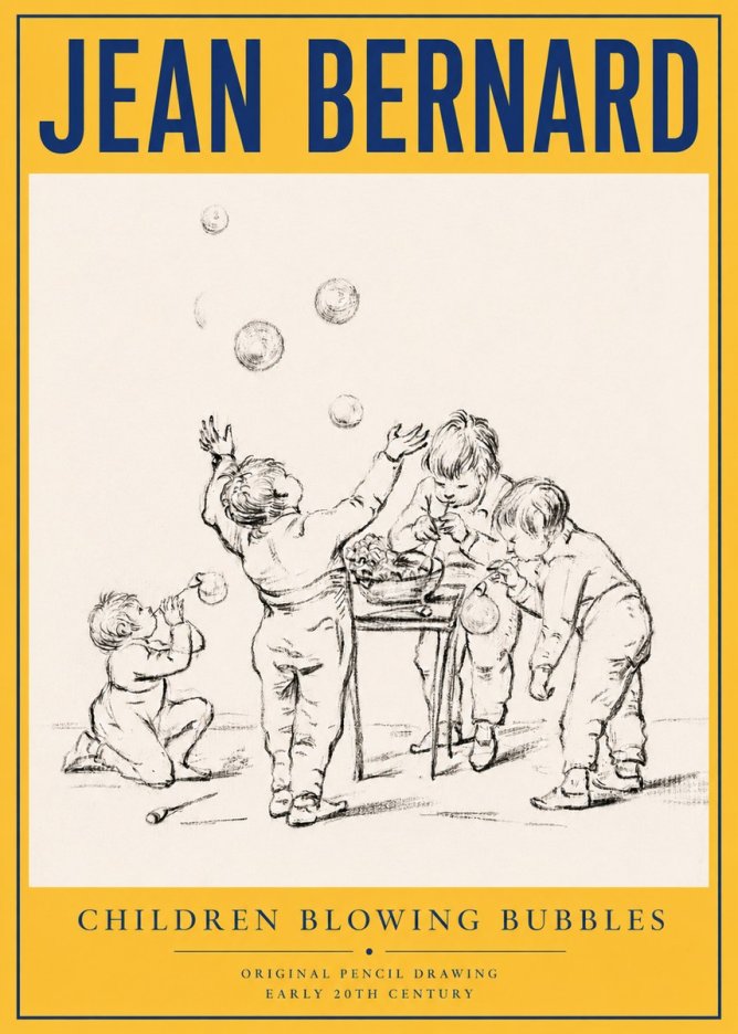 Jean Bernard Children Blowing Bubbles No4 - Poszter