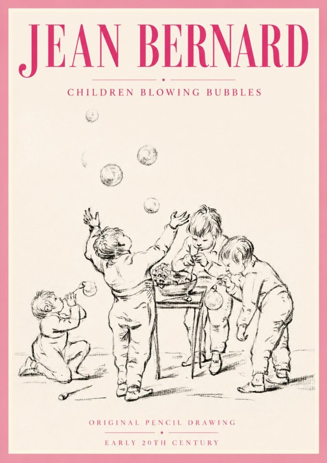 Jean Bernard Children Blowing Bubbles No5 - Poszter