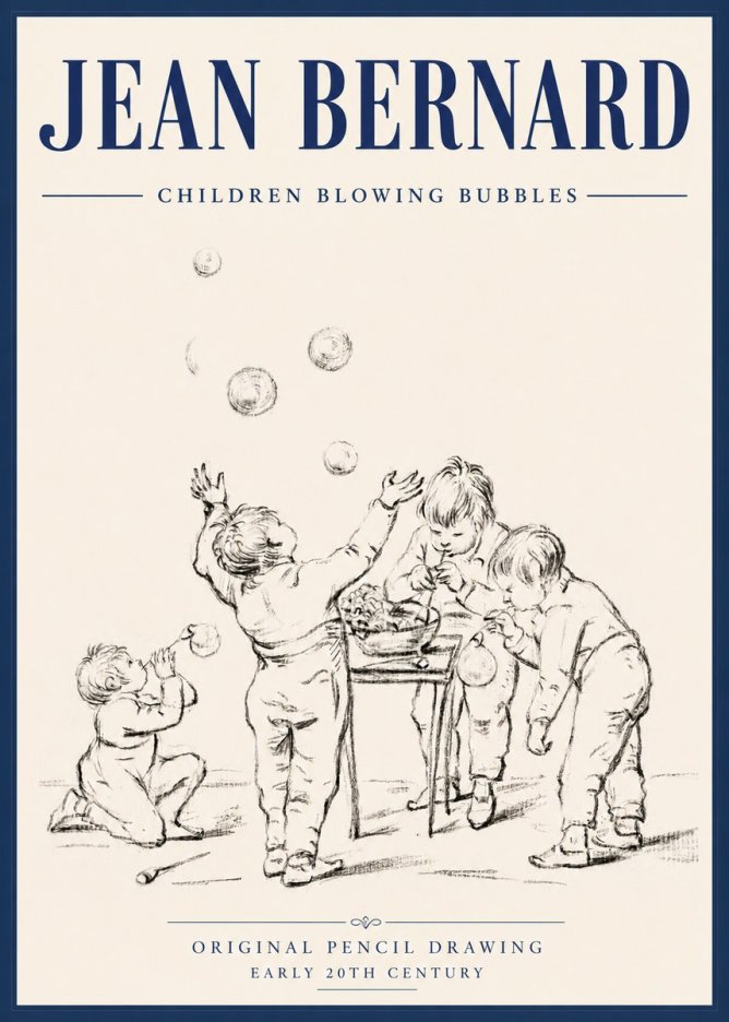 Jean Bernard Children Blowing Bubbles No6 - Poszter