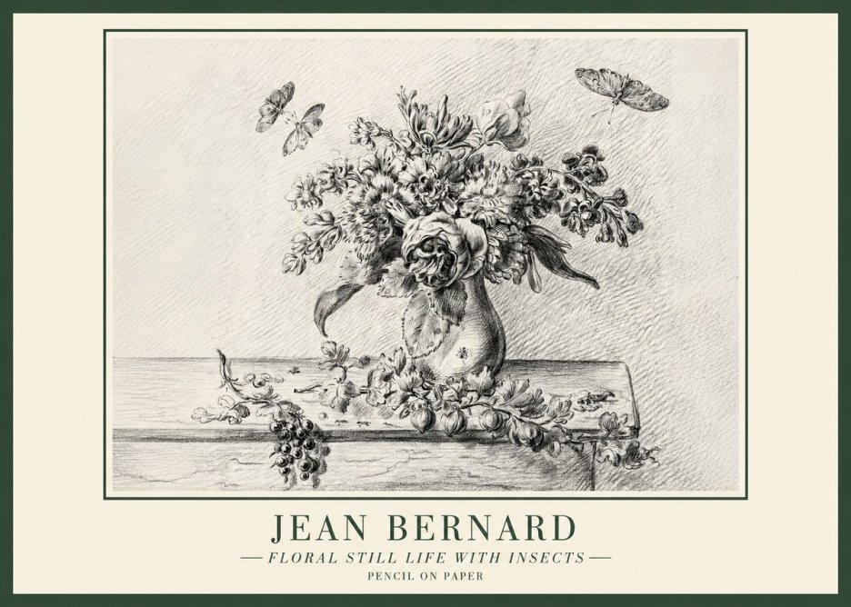 Jean Bernard Floral Still Life with Insects No1 - Poszter
