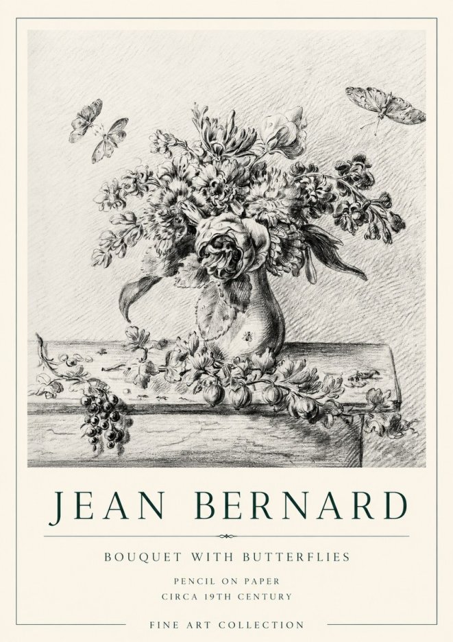 Jean Bernard Floral Still Life with Insects No2 - Poszter