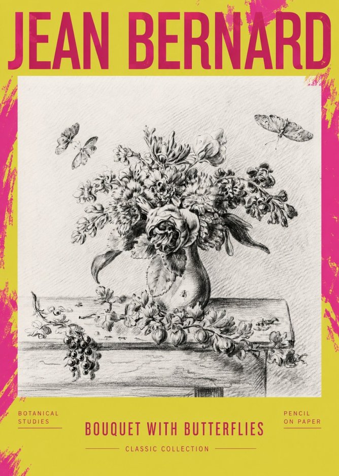 Jean Bernard Floral Still Life with Insects No4 - Poszter