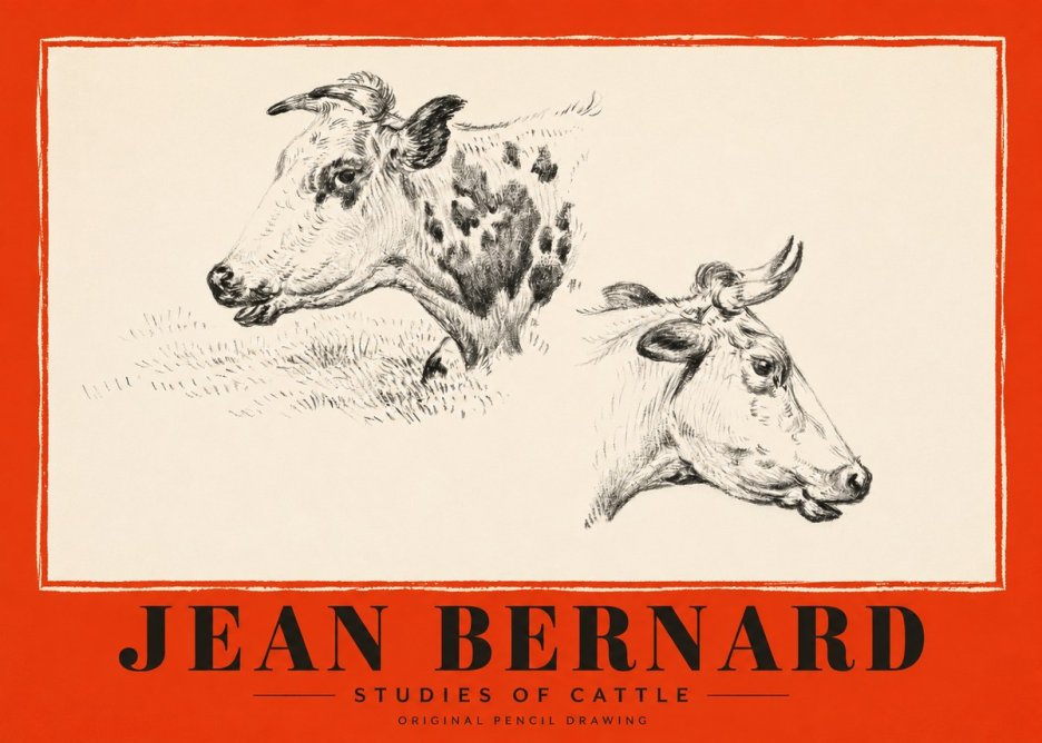 Jean Bernard Studies of Cattle I No2 - Poszter