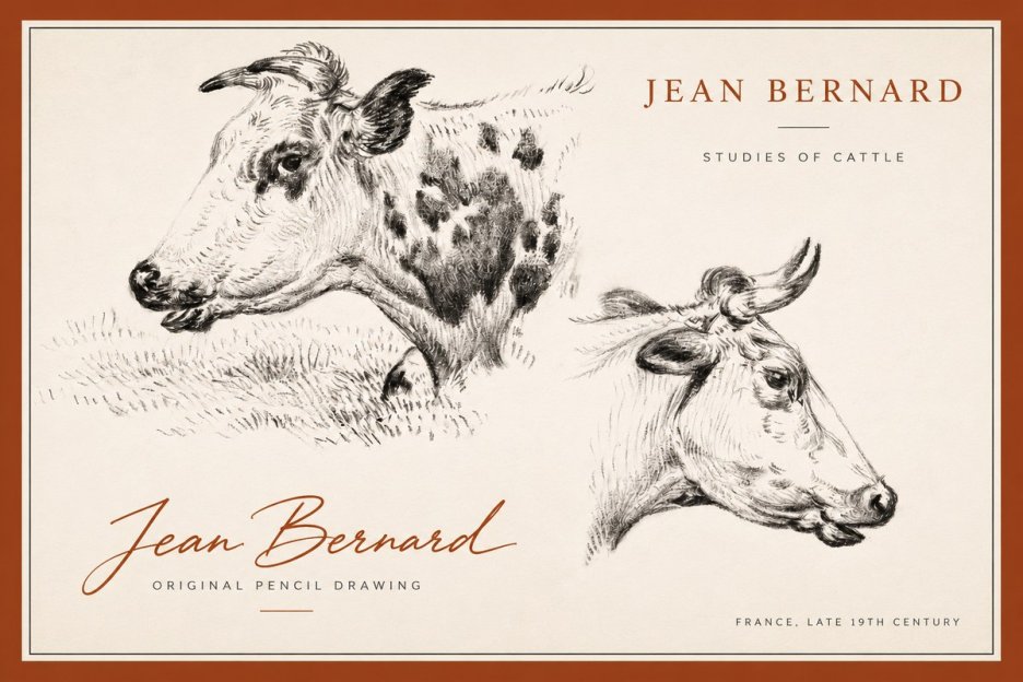 Jean Bernard Studies of Cattle I No3 - Poszter