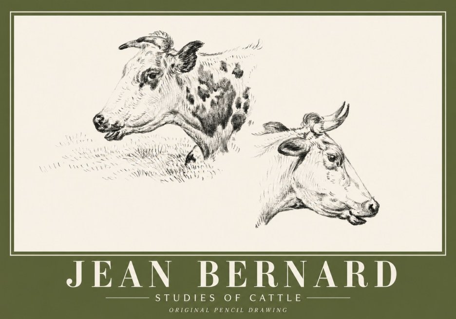 Jean Bernard Studies of Cattle I No4 - Poszter