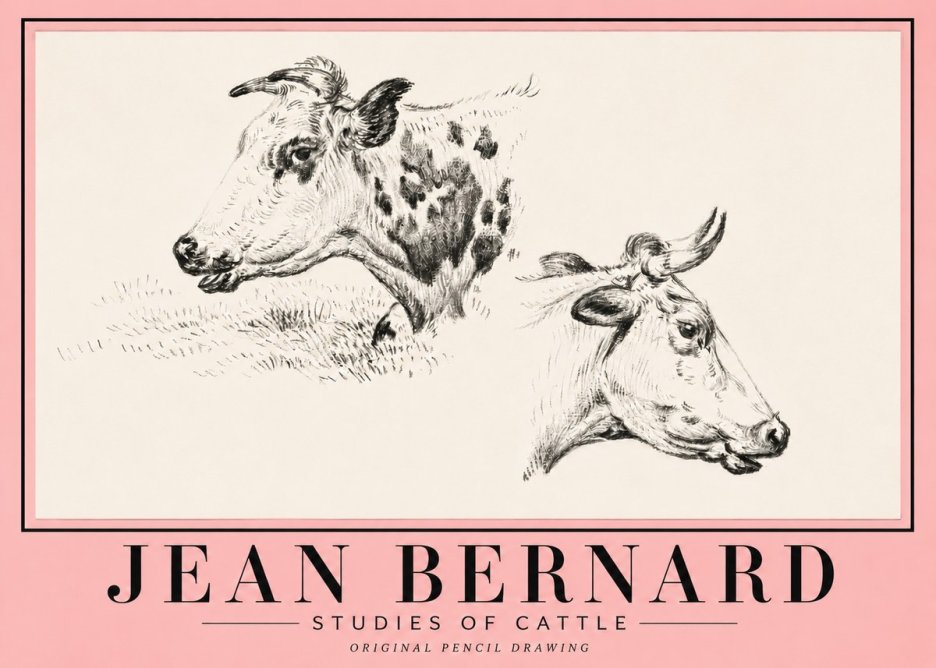 Jean Bernard Studies of Cattle I No5 - Poszter