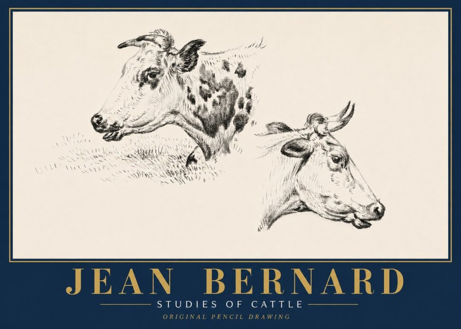 Jean Bernard Studies of Cattle I No6 - Poszter