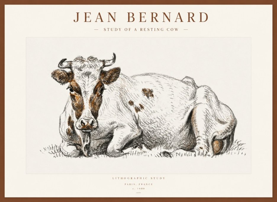 Jean Bernard Study of a Resting Cow III No1 - Poszter