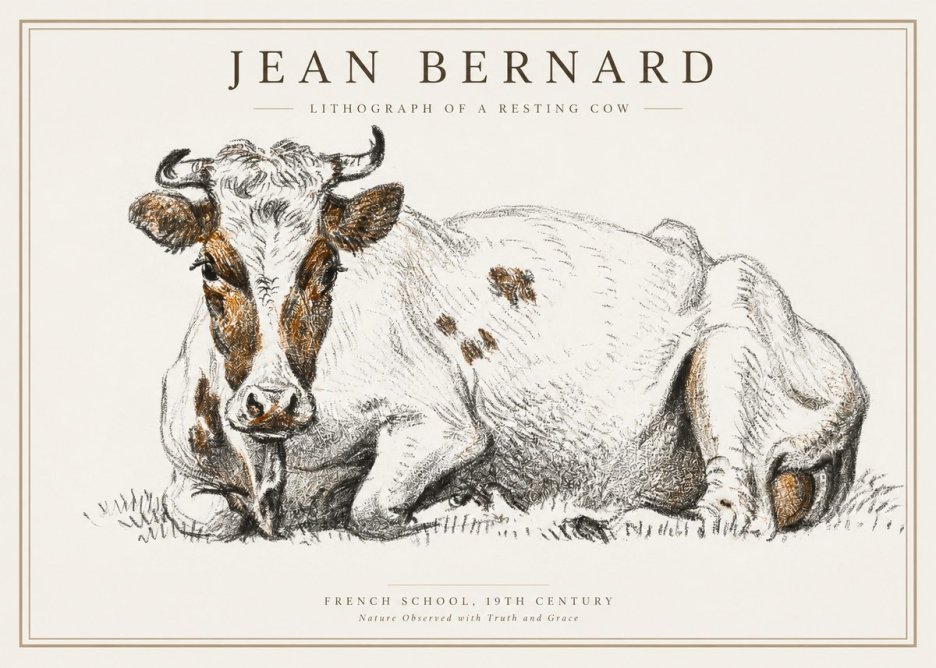 Jean Bernard Study of a Resting Cow III No2 - Poszter