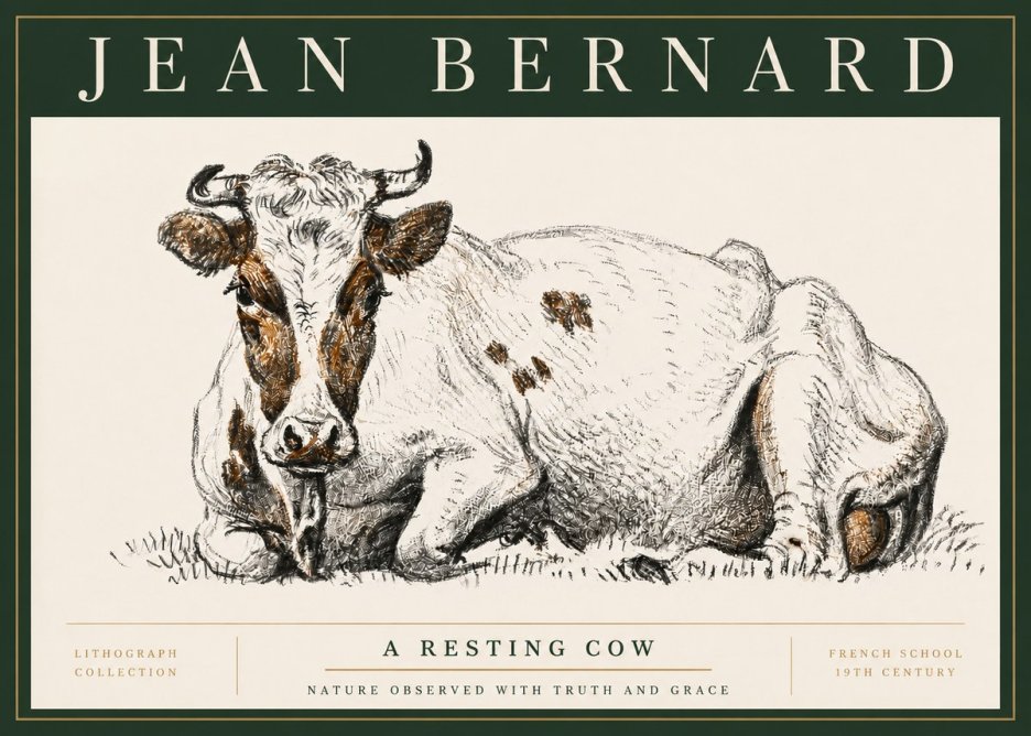 Jean Bernard Study of a Resting Cow III No4 - Poszter