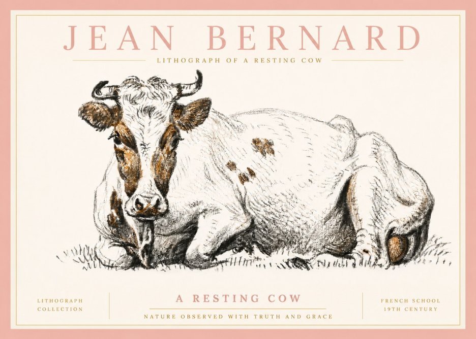 Jean Bernard Study of a Resting Cow III No5 - Poszter