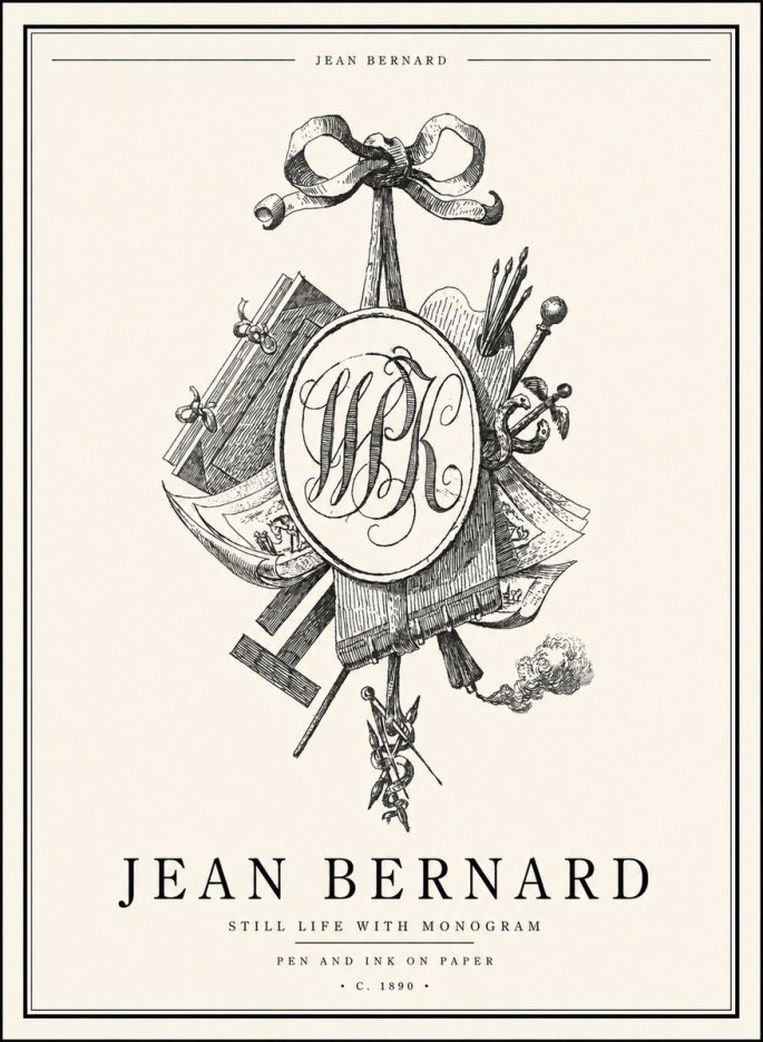 Jean Bernard Still Life with Monogram No1 - Poszter