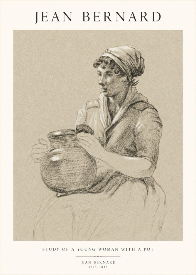 Jean Bernard Study of a Young Woman with a Pot No1 - Poszter