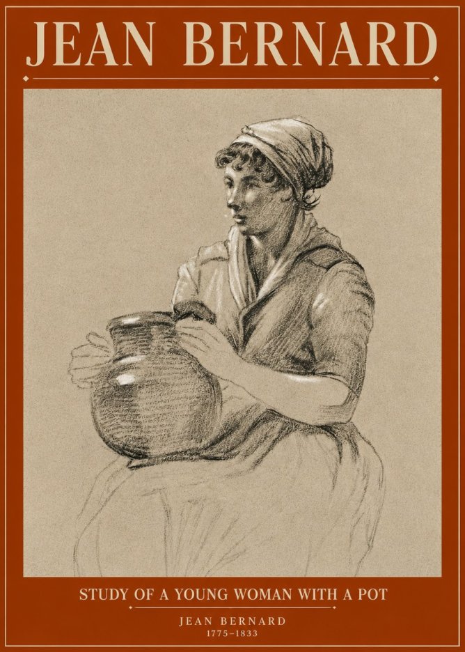 Jean Bernard Study of a Young Woman with a Pot No3 - Poszter