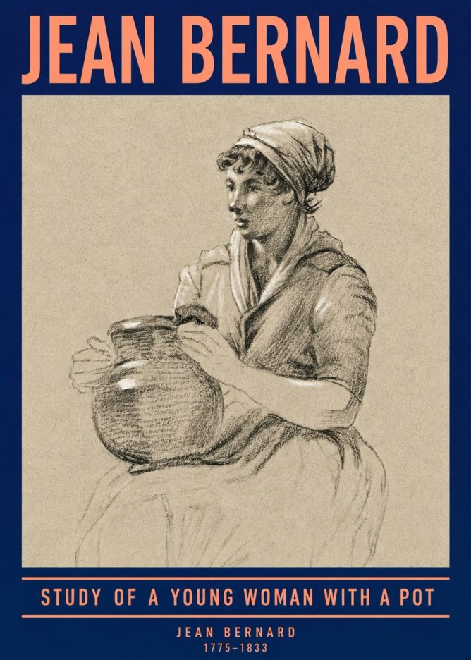 Jean Bernard Study of a Young Woman with a Pot No4 - Poszter