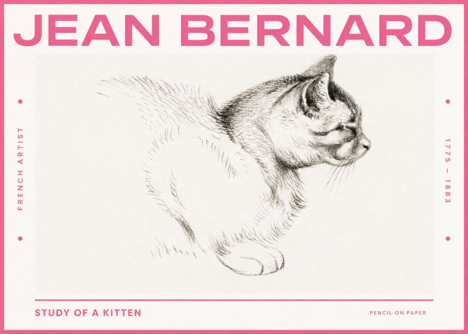 Jean Bernard Study of a Kitten II No3 - Poszter