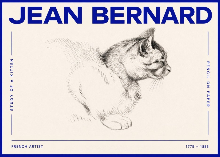 Jean Bernard Study of a Kitten II No4 - Poszter