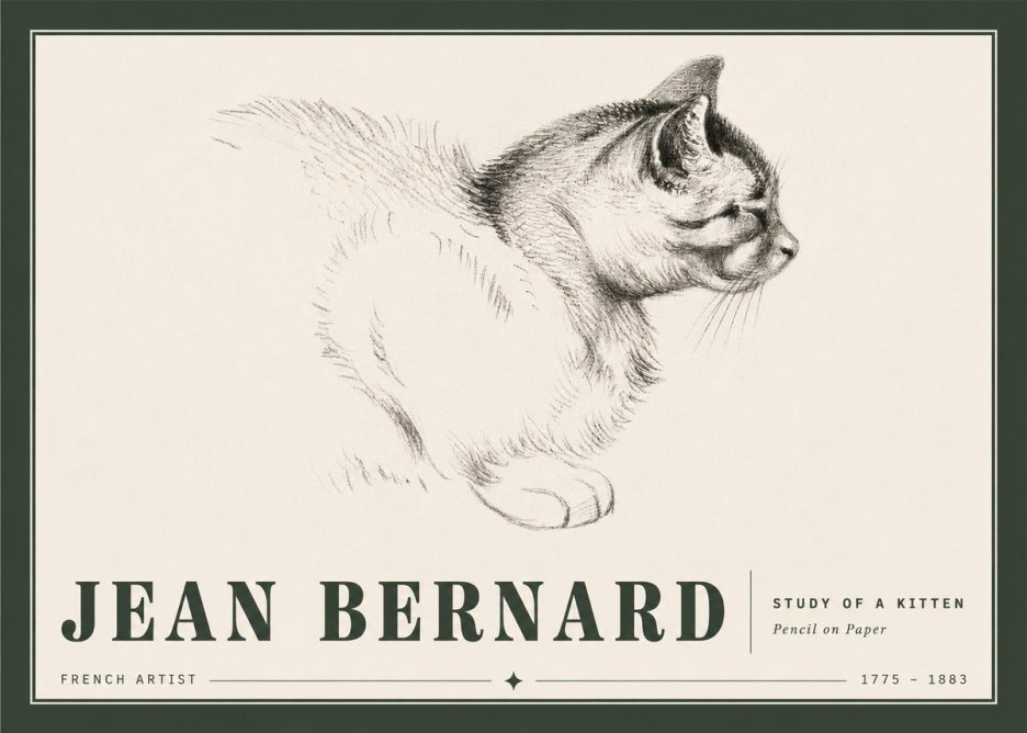 Jean Bernard Study of a Kitten II No5 - Poszter