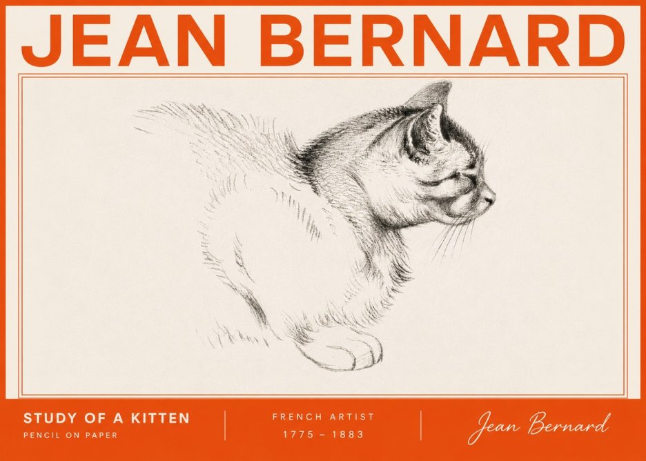 Jean Bernard Study of a Kitten II No6 - Poszter