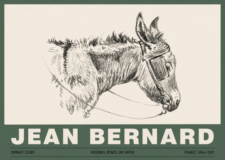 Jean Bernard Donkey Study II No3 - Poszter