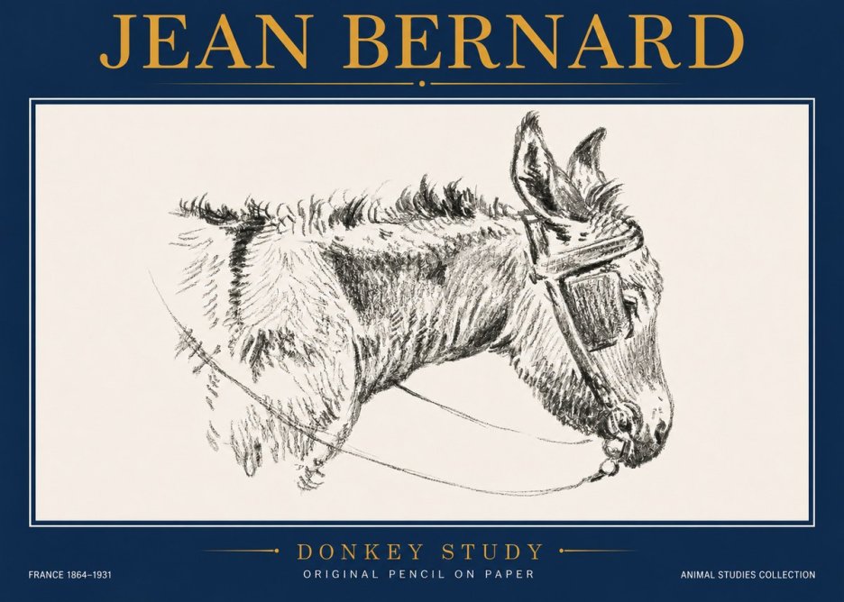 Jean Bernard Donkey Study II No4 - Poszter