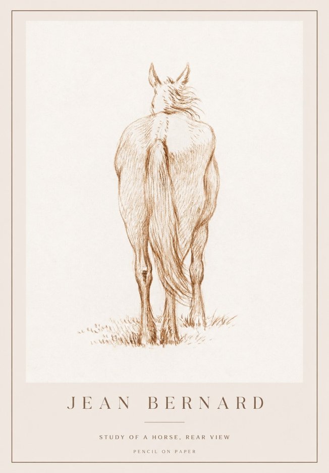 Jean Bernard Study of a Horse, Rear View No1 - Poszter