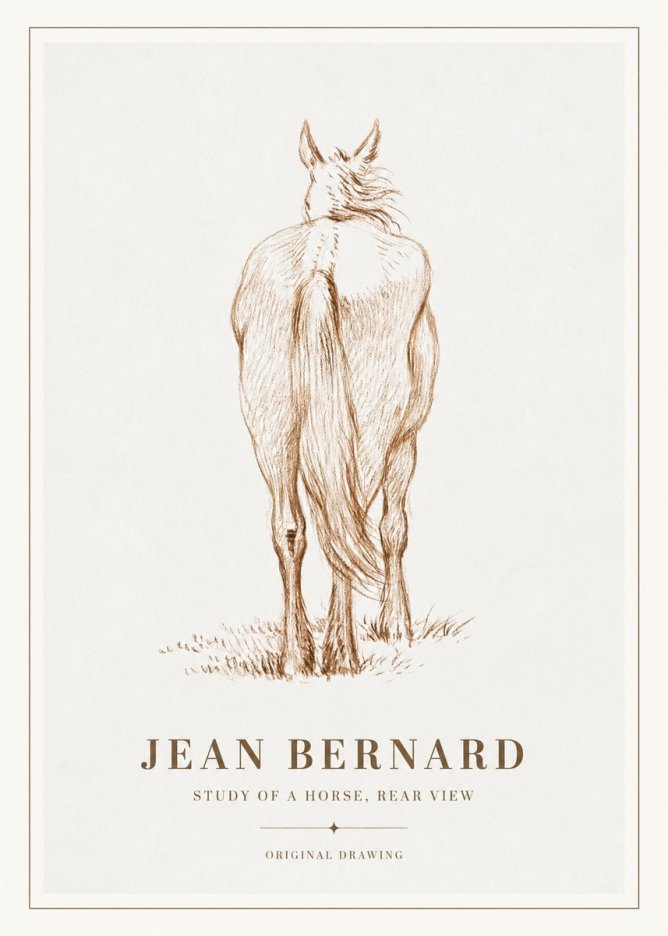 Jean Bernard Study of a Horse, Rear View No2 - Poszter