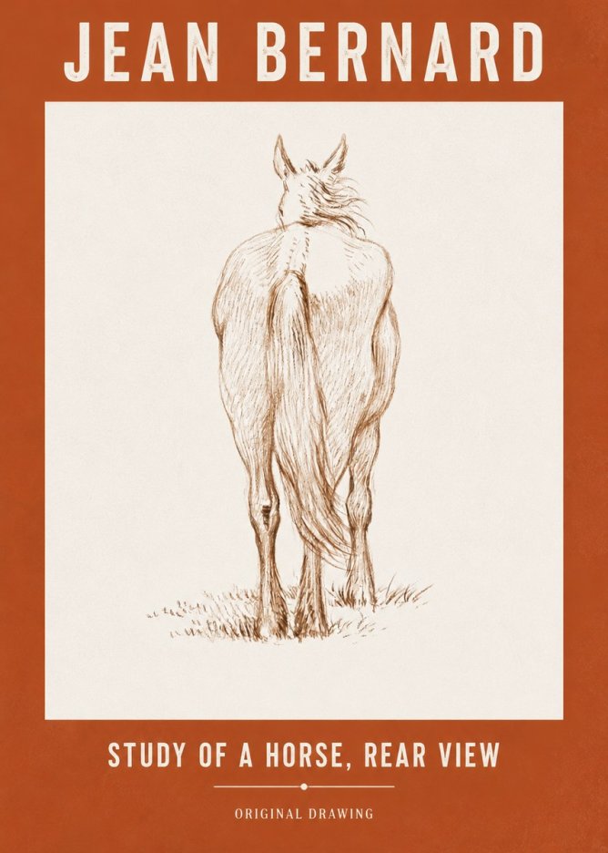 Jean Bernard Study of a Horse, Rear View No3 - Poszter