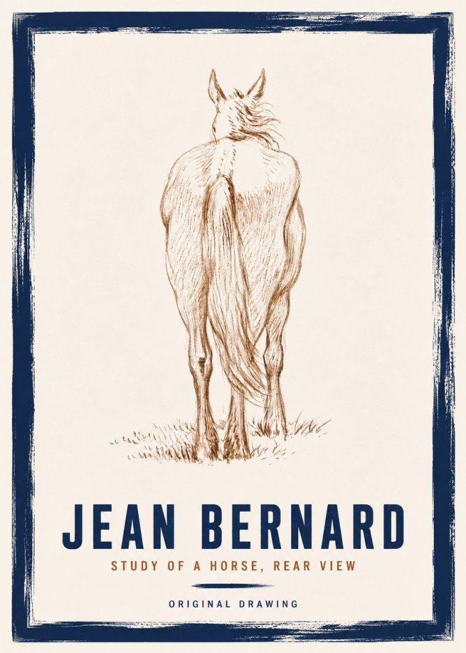 Jean Bernard Study of a Horse, Rear View No6 - Poszter