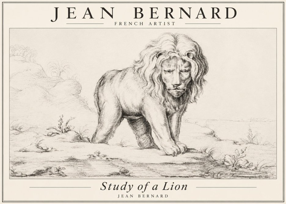 Jean Bernard Study of a Lion I No3 - Poszter