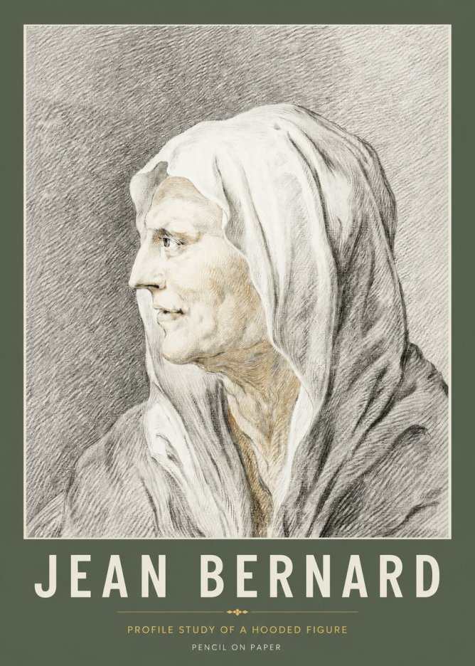 Jean Bernard Profile Study of a Hooded Figure No2 - Poszter