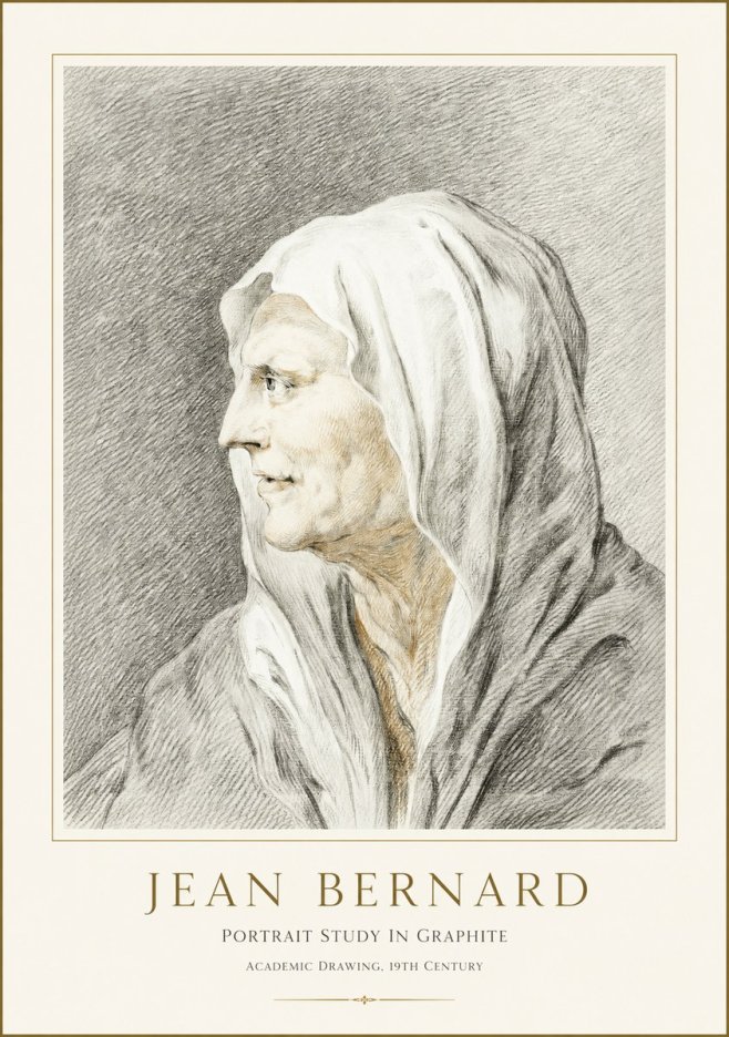 Jean Bernard Profile Study of a Hooded Figure No3 - Poszter