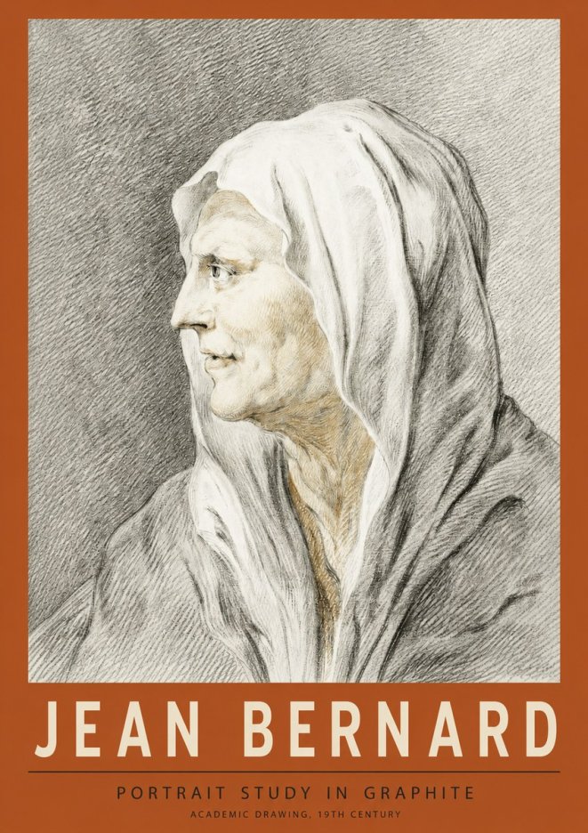 Jean Bernard Profile Study of a Hooded Figure No4 - Poszter