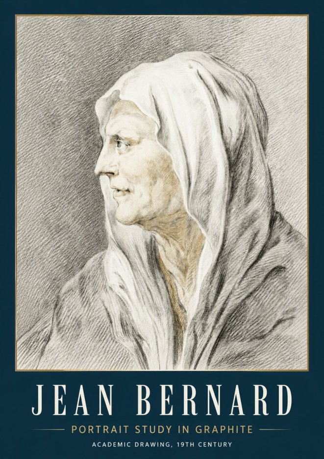 Jean Bernard Profile Study of a Hooded Figure No5 - Poszter