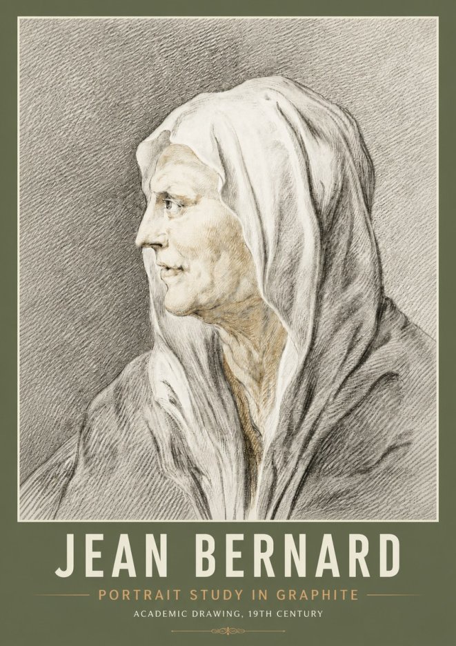 Jean Bernard Profile Study of a Hooded Figure No6 - Poszter