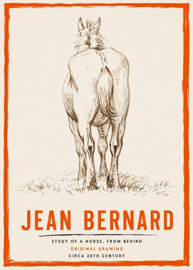 Jean Bernard Horse Study - from Behind No4 - Poszter
