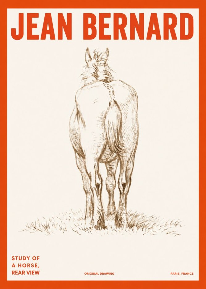 Jean Bernard Horse Study - from Behind No6 - Poszter