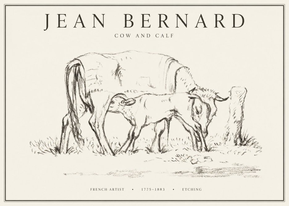 Jean Bernard Cow and Calf I No1 - Poszter