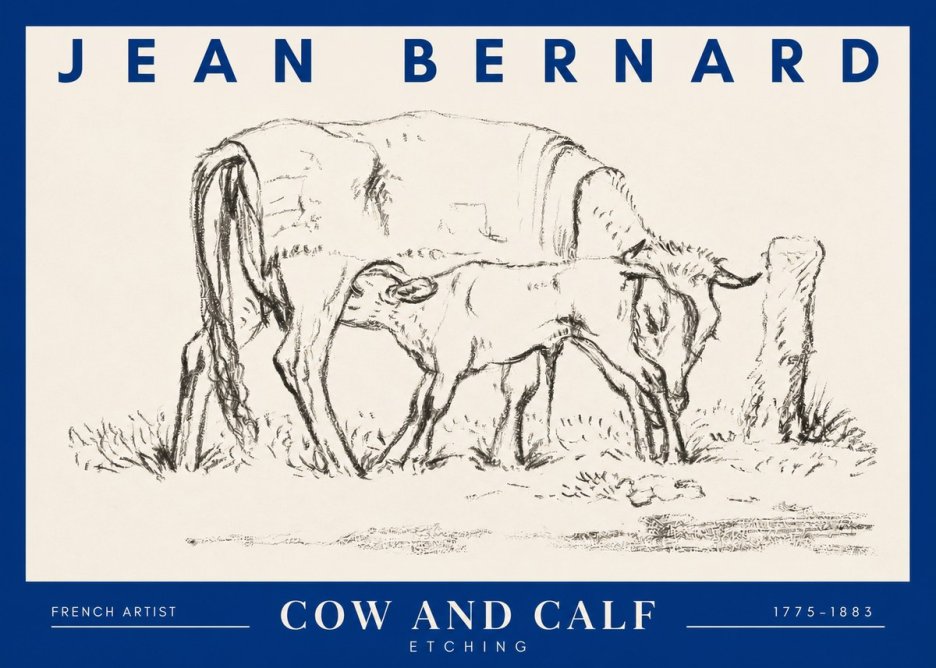 Jean Bernard Cow and Calf I No2 - Poszter