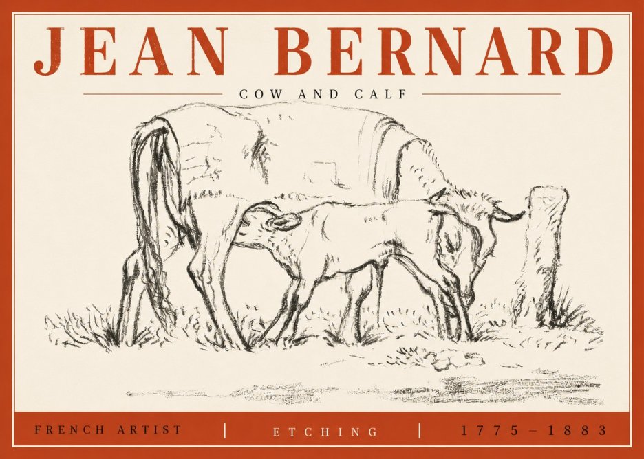 Jean Bernard Cow and Calf I No4 - Poszter